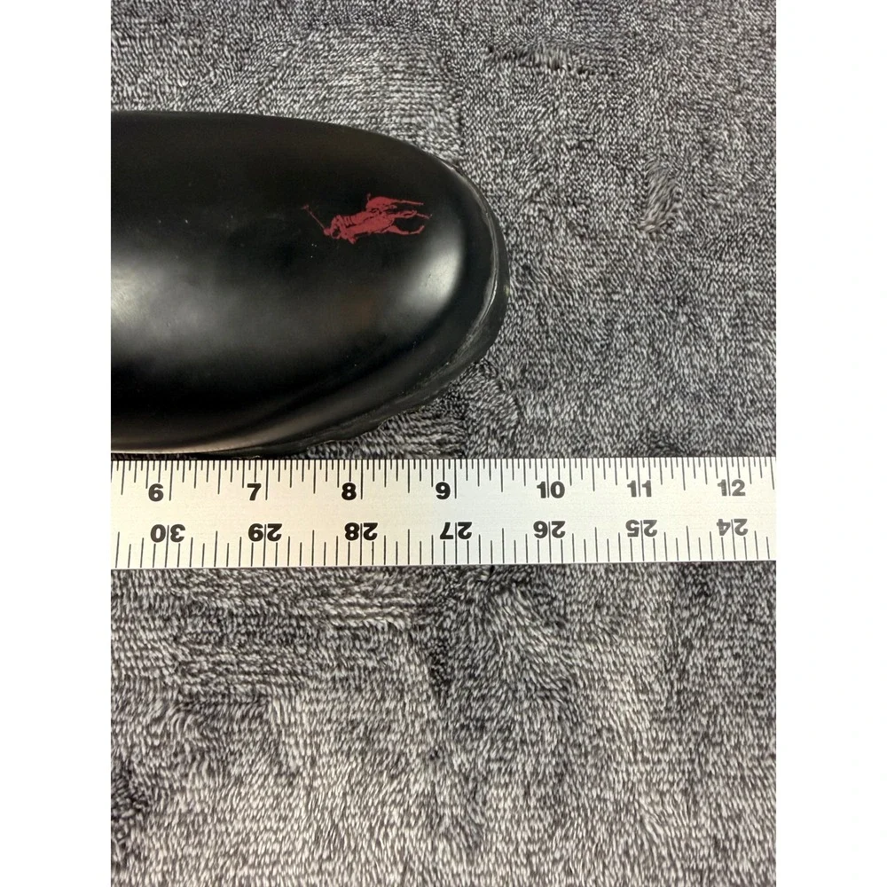 Polo Ralph Lauren Black Red Pony Logo Tall Rubber Rain Boots Mens 7 Womens 9